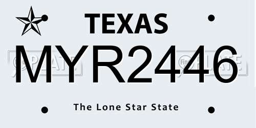 MYR2446 Texas License Plate
