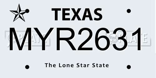 MYR2631 Texas License Plate