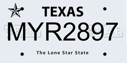 MYR2897 Texas License Plate