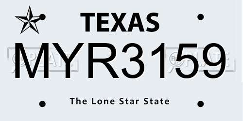 MYR3159 Texas License Plate