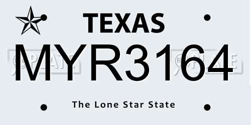 MYR3164 Texas License Plate