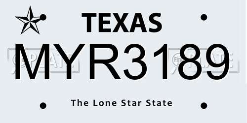 MYR3189 Texas License Plate