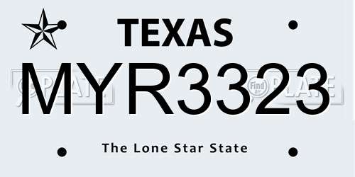 MYR3323 Texas License Plate