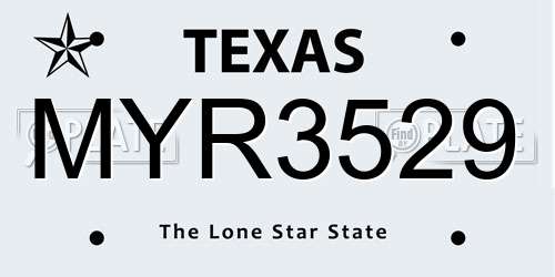 MYR3529 Texas License Plate