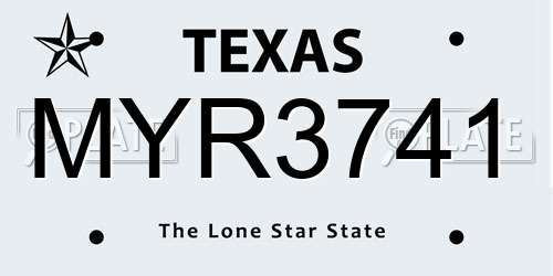 MYR3741 Texas License Plate
