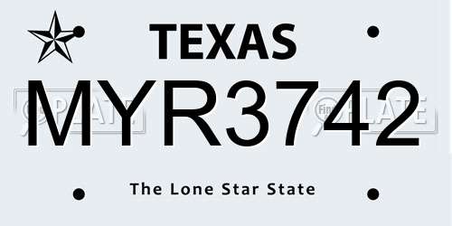 MYR3742 Texas License Plate