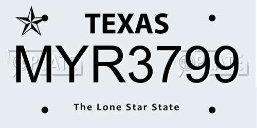 MYR3799 Texas License Plate