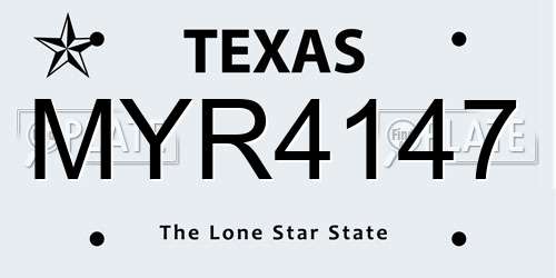 MYR4147 Texas License Plate