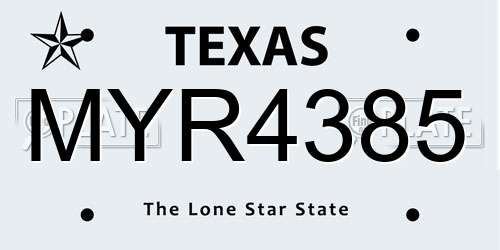 MYR4385 Texas License Plate