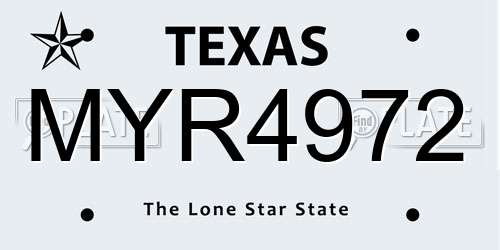 MYR4972 Texas License Plate