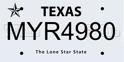 MYR4980 Texas License Plate