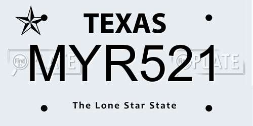 MYR521 Texas License Plate