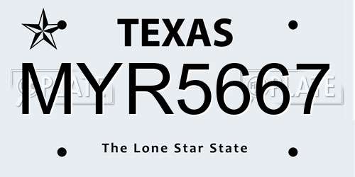 MYR5667 Texas License Plate