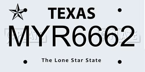 MYR6662 Texas License Plate