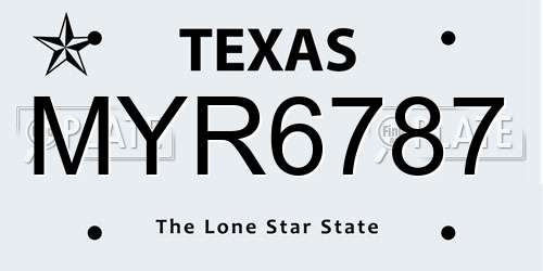 MYR6787 Texas License Plate