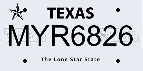 MYR6826 Texas License Plate