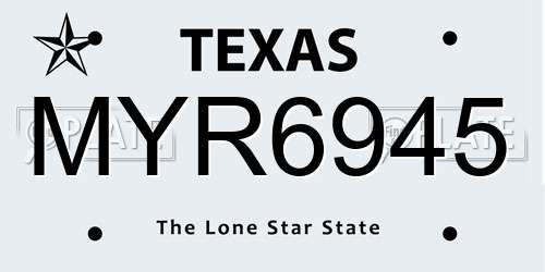 MYR6945 Texas License Plate