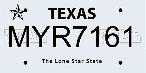 MYR7161 Texas License Plate