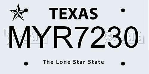MYR7230 Texas License Plate