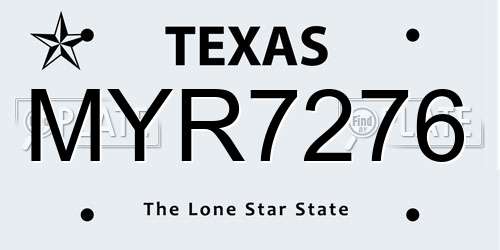 MYR7276 Texas License Plate