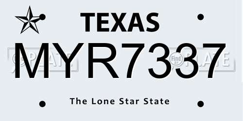 MYR7337 Texas License Plate