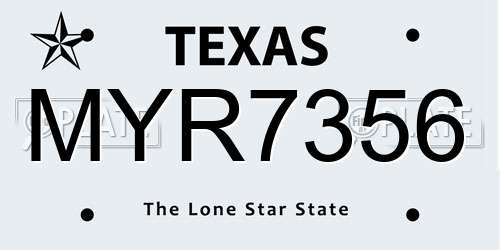 MYR7356 Texas License Plate