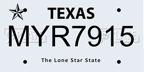 MYR7915 Texas License Plate