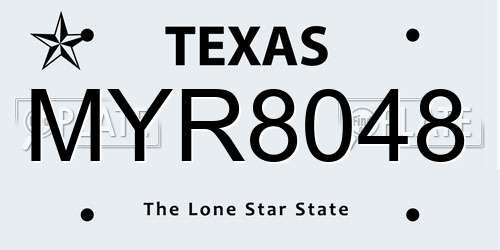 MYR8048 Texas License Plate