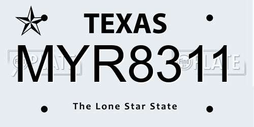 MYR8311 Texas License Plate