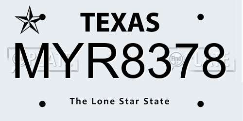 MYR8378 Texas License Plate