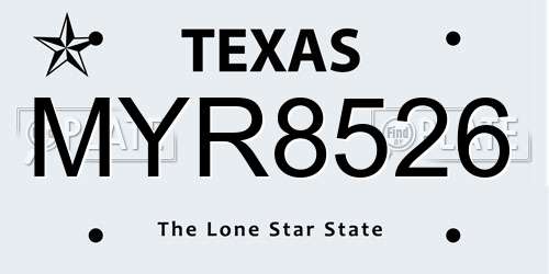 MYR8526 Texas License Plate
