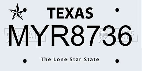 MYR8736 Texas License Plate