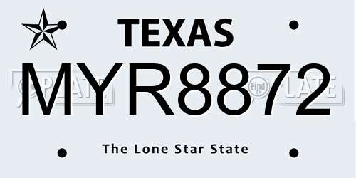 MYR8872 Texas License Plate