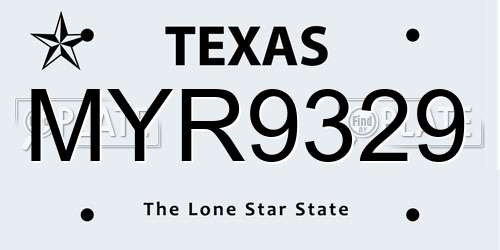 MYR9329 Texas License Plate