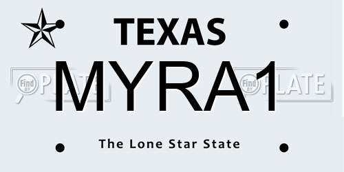 MYRA1 Texas License Plate