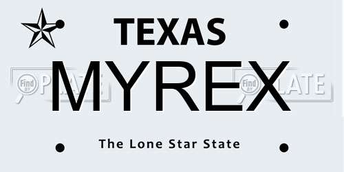 MYREX Texas License Plate