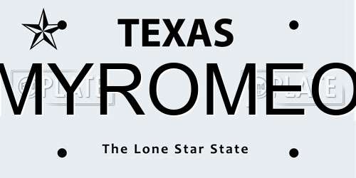 MYROMEO Texas License Plate