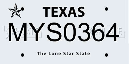 MYS0364 Texas License Plate