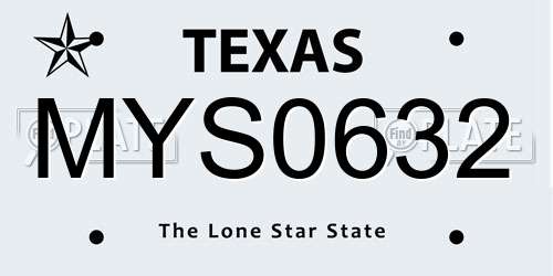 MYS0632 Texas License Plate