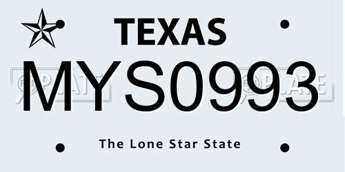 MYS0993 Texas License Plate