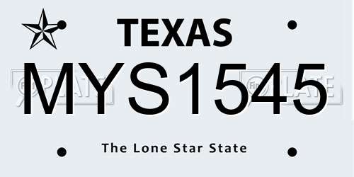 MYS1545 Texas License Plate