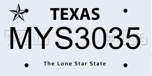 MYS3035 Texas License Plate