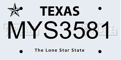 MYS3581 Texas License Plate