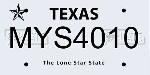MYS4010 Texas License Plate