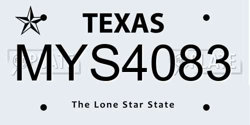 MYS4083 Texas License Plate