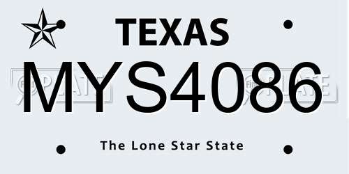 MYS4086 Texas License Plate