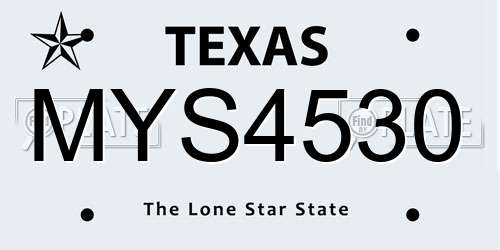 MYS4530 Texas License Plate