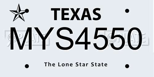 MYS4550 Texas License Plate