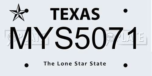 MYS5071 Texas License Plate