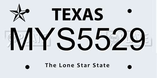 MYS5529 Texas License Plate